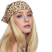 Foulard carré léopard printemps 66cm en polyester style rétro européen et américain, chic et tendance, pour hip-hop, danse de rue, turban ou cravate