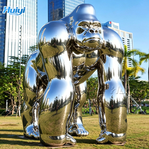 Escultura Moderna de King Kong Gorila, Tallada a Mano en Acero Inoxidable, Estatua de Metal Pulido, Color Personalizado, Diseño Personalizado para <span class=keywords><strong>Hotel</strong></span> - Product Image 2
