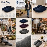Sabots en feutre mélangé de laine de qualité supérieure pour hommes avec bord contrastant, semelle extérieure en EVA, chaussures confortables pour l'automne et l'hiver, à porter au quotidien