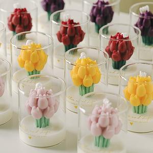 เทียนหอมกลิ่นดอกทิวลิป ช่อดอกไม้แสนโรแมนติก เทียนอโรมาเธอราพีสำหรับตกแต่งบ้าน วันแม่ - Product Image 3