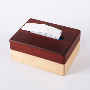 Caja de pañuelos de madera maciza, diseño moderno con empalmes de haya y nogal para uso en el hogar y la oficina - Product Image 4