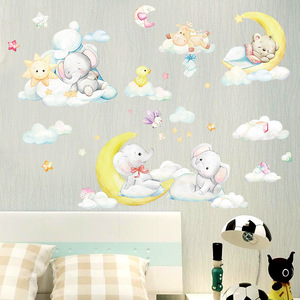 Adesivi <span class=keywords><strong>Murali</strong></span> Rimovibili in PVC con Elefantino e Luna, Resistenti ai Raggi UV e Impermeabili, Motivo <span class=keywords><strong>Foresta</strong></span> per Cameretta Bambini - Product Image 4