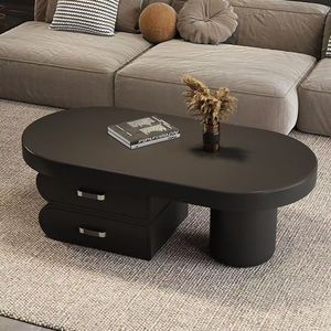 Minimalist Oval <b>Coffee</b> <b>Table</b> Wood Top Baking Paint Modern Living Room Furniture - Product Image 4