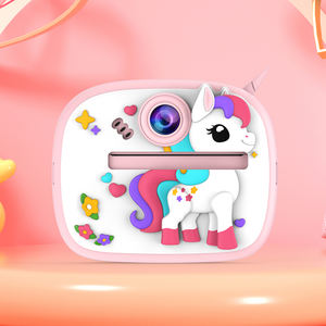 Appareil photo instantané pour enfants, double objectif, résistant aux chocs, avec stockage MicroSD, motif licorne ou dinosaure, idéal pour les vacances et l'interaction parent-enfant - Product Image 1
