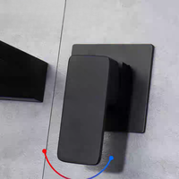 Robinet de salle de bain mural moderne noir en acier inoxydable, mitigeur monocommande eau chaude et froide