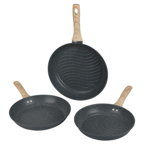 Juego de Utensilios de Cocina de Alta Calidad de 26/28/30 cm, Sartén Antiadherente de Acero Inoxidable <span class=keywords><strong>con</strong></span> Mango de Madera, Wok para Cocinar - Product Image 1