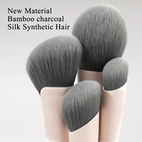 Ensemble de pinceaux de maquillage de luxe rose clair, logo personnalisé, pinceaux de maquillage professionnels, poils synthétiques denses et volumineux