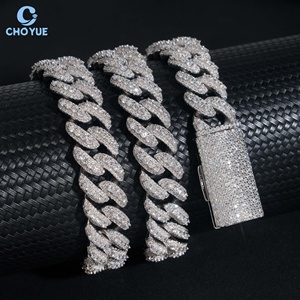 Oferta Especial: Collar de Cadena Cubana con Moissanita de 13mm de Altura, Chapado en Rodio, Plata Sólida 925, Joyería Hiphop Iced Out - Product Image 3