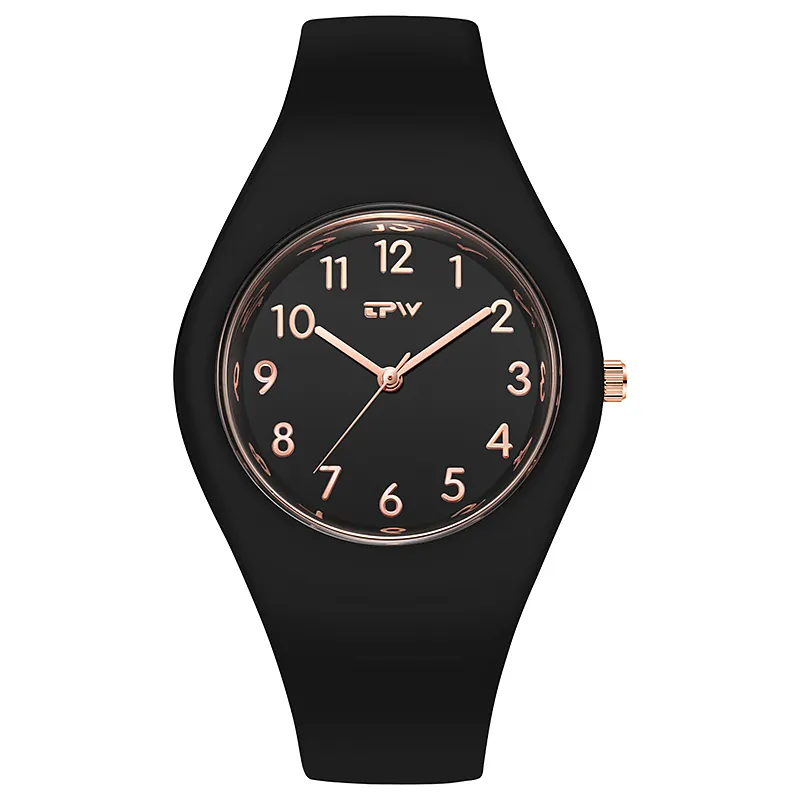 cheap custom logo wholesale rainbow silicone wristwatch reloj de mujer lady oem black watch bracelet