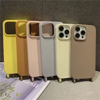 Coque de téléphone antichoc en silicone liquide couleur bonbon avec support de fixation, compatible avec iPhone 17 16 15 14 13 12 11 Pro Max