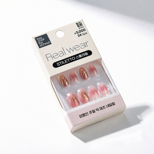 Too Cool For School - Puntas de Uñas Stiletto Realistas, 24 Piezas, Diseño con Brillantina Rosa Dorada, Uñas Artificiales - Product Image 1