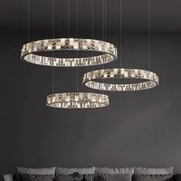 Lustre circulaire moderne en cristal LED et marbre 2025, suspension réglable pour salon et maison