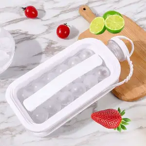 Molde para Hacer bolas de material de grado alimenticio 2 en 1, reutilizable, molde para bolas de hielo de verano, botella de agua para hacer cubitos de hielo 2 en 1