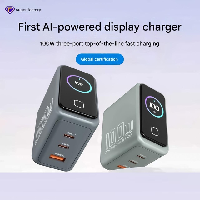 100W AI Smart GaN Charger 2026 Multi Port Fast Charger Compatible with Phones Laptops