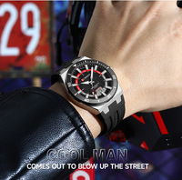 Montre de plongée à quartz avec lunette rotative, bracelet en silicone, affichage de la date, montre-bracelet de sport résistante à l'eau pour hommes