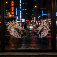 Autocollant de fenêtre transparent LED personnalisé, ailes d'ange, effet néon, décalcomanie pour vitrine de magasin, bar, fond photo, décoration