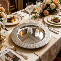 Assiette de Présentation en Acier Inoxydable 410 Multicolore pour Mariages et Dîners, Plateau de Service Personnalisable avec Logo pour Fêtes - Vente en Gros
