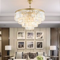 Plafonnier LED en cristal doré de style européen moderne, en acier inoxydable, IP33, 2700K-6000K, pour salon, chambre à coucher, maison