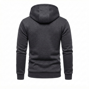 Sweat-shirt à capuche pour homme, chaud et doublé polaire, coupe-vent, uni, en polyester et coton, décontracté, pour l'extérieur, vente en gros - Product Image 3