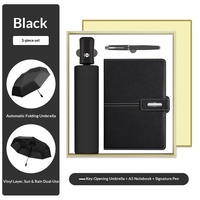 Ensemble cadeau de luxe avec carnet en cuir PU A5, stylo et parapluie, personnalisable avec logo, pour les entreprises