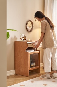 L9103 mobili da soggiorno moderni cassettiera <span class=keywords><strong>in</strong></span> legno di ciliegio, cassettiera laterale con porta <span class=keywords><strong>in</strong></span> <span class=keywords><strong>vetro</strong></span> - Product Image 2