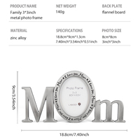 Cadre photo en forme de lettre « Maman » avec texte gravé « Maman, je t'aime » répété, ouverture ovale 3x3, cadeau de table pour maman
