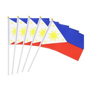 Bandera de Mano Personalizada de Filipinas, Mini Bandera de País para Agitar con la Mano, 100% Poliéster - Product Image 1