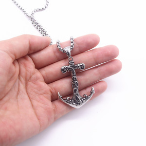 yunnique Anchor Pendant Necklace Stainless Steel Unisex Retro Style Fashion Jewelry Minimalist Design <b>Chain</b> Necklace - Product Image 4