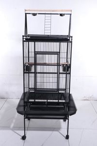 Grand espace de bonne qualité en acier noir double <span class=keywords><strong>cage</strong></span> à oiseaux perroquet est en vente - Product Image 2