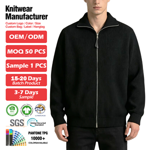 Cardigan in Maglia a Coste di Alta Qualità con Tasche Laterali, Collo Alto e Zip Frontale - Product Image 2