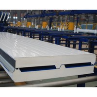 Panneau sandwich PU de 50 mm d'épaisseur, surface en acier revêtue de couleur, ignifuge, imperméable, écologique, design européen moderne pour la construction