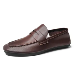 Grosir sepatu gaun kulit datar kualitas tinggi untuk pria sepatu pantofel Italia kantor kasual oxford sesuai pabrik