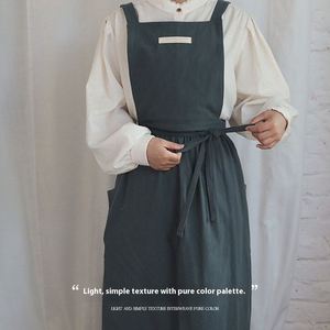 Hot Sale Custom Logo 100% Cotton Soft Breathable Adjustable Waist Strap Women <b>Kitchen</b> <b>Apron</b> with Pockets - Product Image 4
