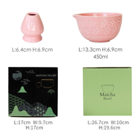 Kit Matcha Japonais Écologique Style Japandi en Céramique Colorée – Chawan, Chasen, Bol à Bec, Support pour Fouet, Fouet en Bambou – Cadeau Thé
