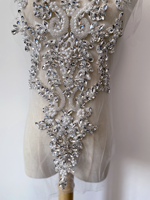 Appliques en dentelle brodée de fleurs, strass et perles pour la bordure d'épaule de robe de mariée