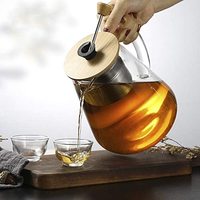 Bouilloire à thé en verre borosilicate soufflé à la main, écologique, de marque PSC, 750 ml-1200 ml, pour café et boissons, ensemble de thé sûr pour les aliments