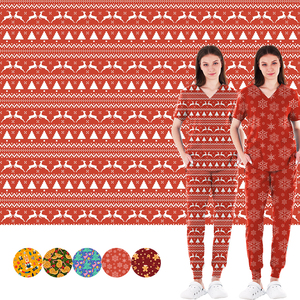 Vente en gros Costume d'infirmières anti-rides lavable personnalisé Jogger New Cartoon Printed Hospital Vet Scrub Set Made Cotton Uniform - Product Image 2