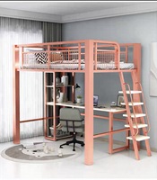 Lit d'appartement moderne minimaliste en métal avec bureau intégré, durable pour l'école, l'hôpital, la chambre à coucher, l'hôtel