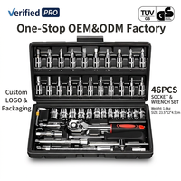 Vente en gros d'usine OEM/ODM : Kit de clés à douilles 46 pièces avec mallette de rangement rigide, ensemble d'outils tout-en-un pour l'automobile et la réparation automobile
