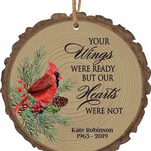 Custom Durable Wood <b>Memorial</b> Cardinal Christmas Ornament Keepsake for Remembrance-Sympathy Tree Decoration <b>Gift</b> - Product Image 3