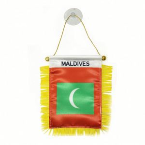 Custom Logo MALDIVES Pennant <b>Flag</b> for Car Rearview Mirror & Home Decoration Digital Printing for Education - Product Image 1