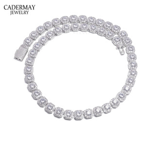 Cadermay Multi Layer Moissanite Necklace 12mm Round Cut S925 Silver Cuban Chain Hip Hop Style Jewelry - Product Image 5