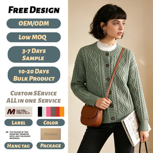 <span class=keywords><strong>Cardigan</strong></span> da Donna Ecologico Classico con Scollo a V e Maniche Lunghe in Morbido Misto Cotone, Chiusura Monopetto con Bottoni, Colori Crema, Nero, Rosso, Verde Salvia - Product Image 1