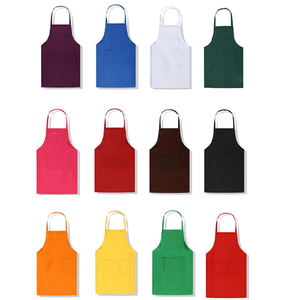 定制徽标纯色围裙，女式，带 2 个口袋，黑色商用厨师围裙，适合厨房烹饪、餐厅、烧烤、清洁 - Product Image 3