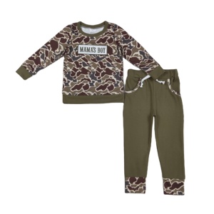 Conjunto de 2 Piezas de Ropa para Niños, Sudadera con Bordado de Camuflaje MAMA'S BOY de RTS Hunting, Pantalones Deportivos, Nuevo Traje para Hermanos - Product Image 1