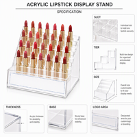Présentoir à Rouge à Lèvres Personnalisé en Acrylique, Support Cosmétique Transparent, Organisateur de Maquillage à Niveaux, Présentoir de Comptoir avec Logo OEM, Étagère de Magasin