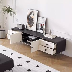 Nuevo Mueble de TV para el Hogar en Estilo Simple, Combinación de Muebles Blancos y Negros, Mueble de TV para Sala de Estar, Juego de Mesa de Centro - Product Image 6