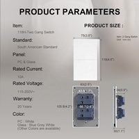 China EE. UU. Estándar 118*75mm 2 Gang Pulsador Interruptores de pared Panel de marco de plástico Hogar 115-250V Uso