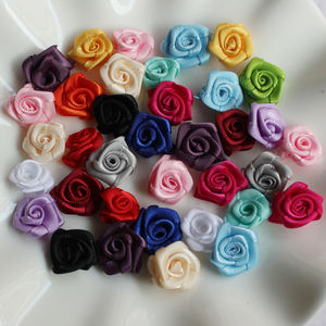 Mini ruban en Satin Rose fait à la main, 15mm, 50 pièces, tête de Rose pour mariage, <span class=keywords><strong>Scrapbooking</strong></span>, accessoires de décoration pour vêtements, mélange de couleur, SK001H - Product Image 3