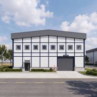 Entrepôt industriel préfabriqué en acier durable et moderne pour usage en centre commercial et en garage, avec services de fabrication sur mesure